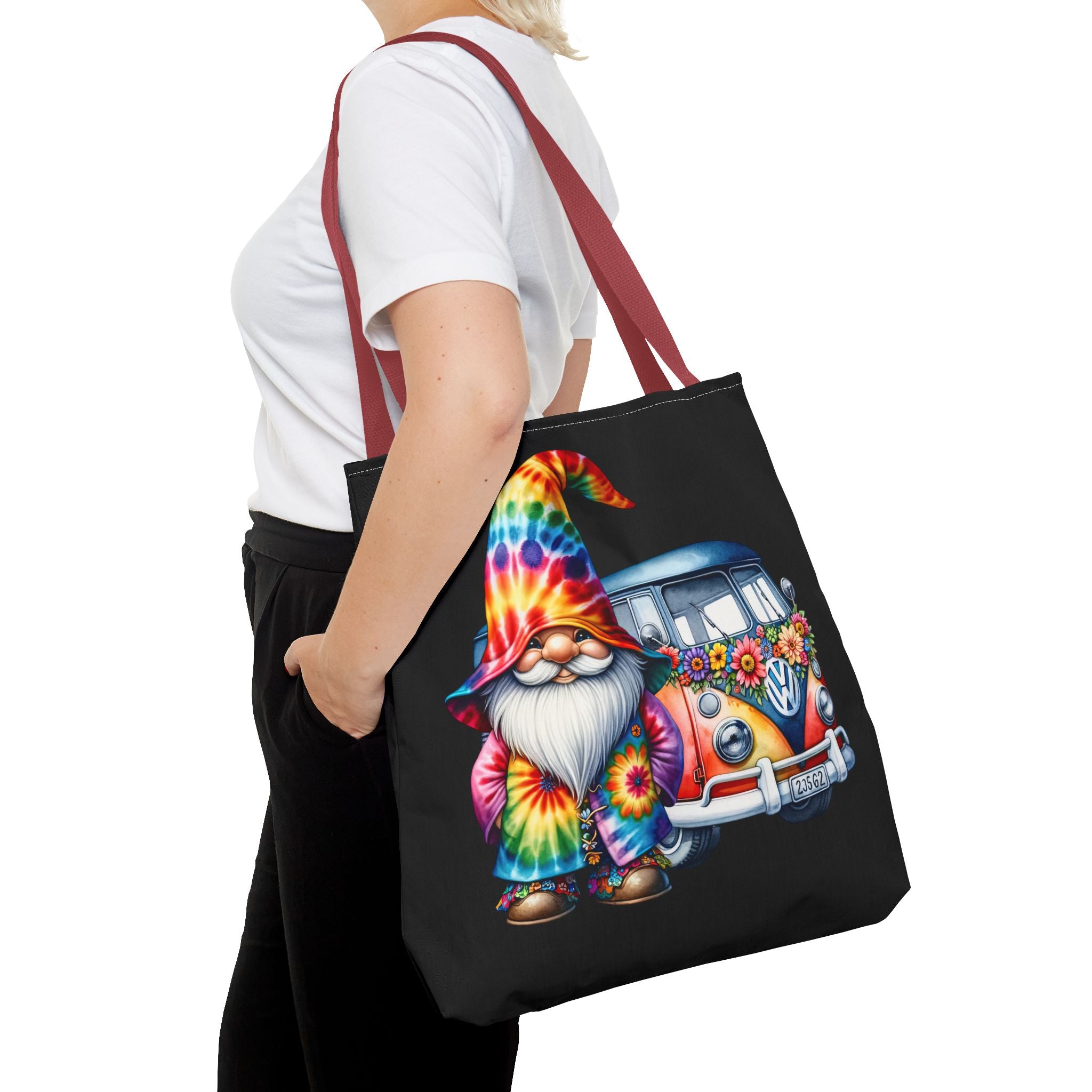 Tie-Dye Gnome Tote Bag — Hippie Van Floral Boho Market Tote