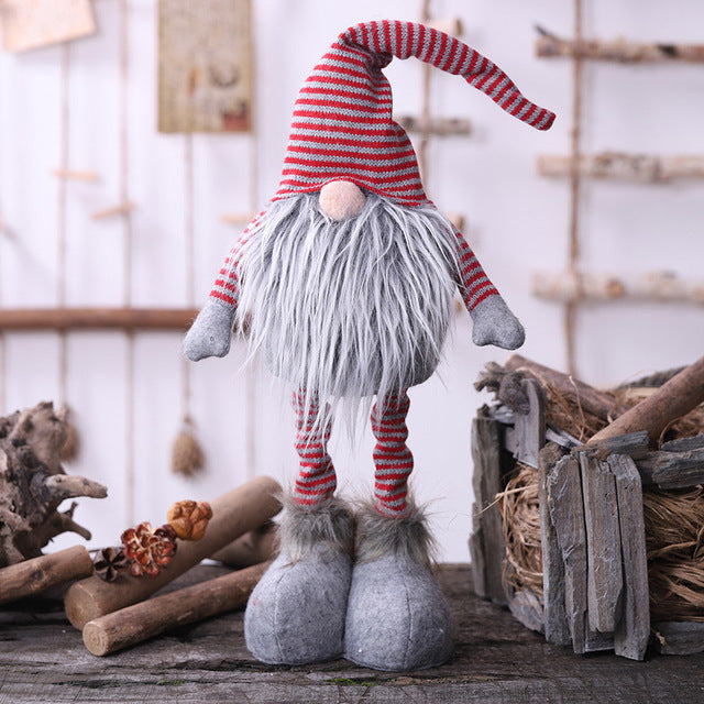 Christmas Long Legged Swedish Santa Gnome Plush Doll Ornament Handmade Elf Toys Holiday Home Party Decor Kids Gift#25
