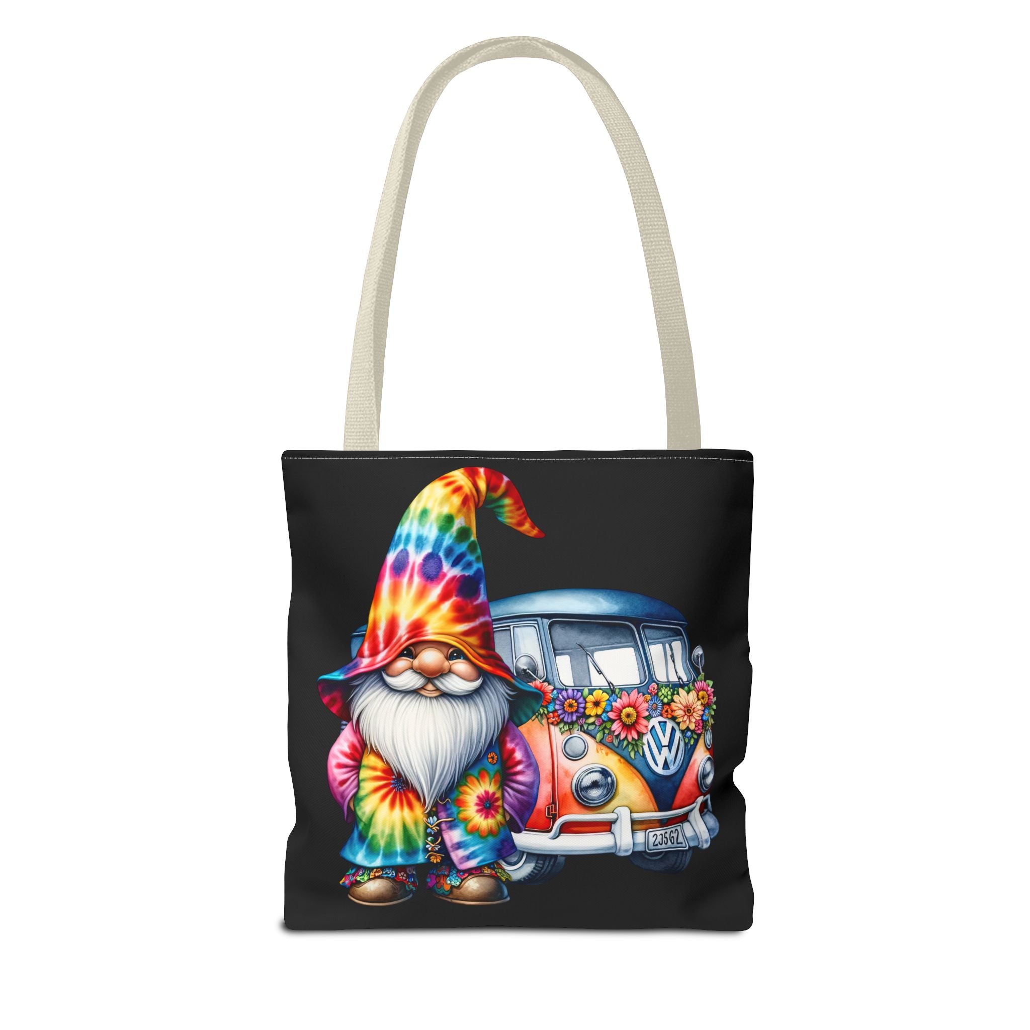 Tie-Dye Gnome Tote Bag — Hippie Van Floral Boho Market Tote