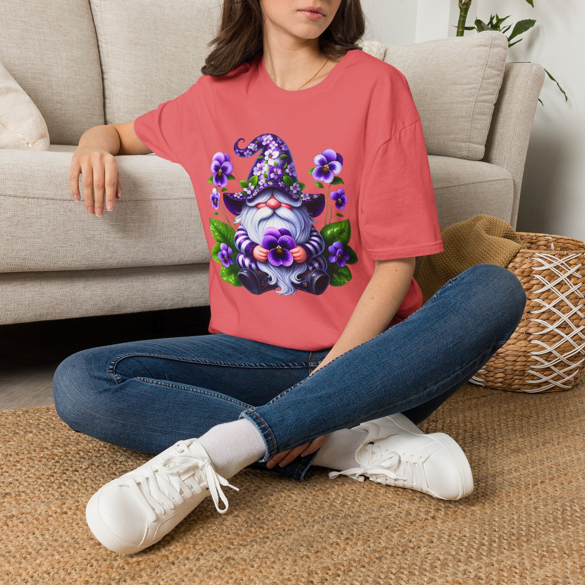 Purple Pansy Garden Gnome T-Shirt