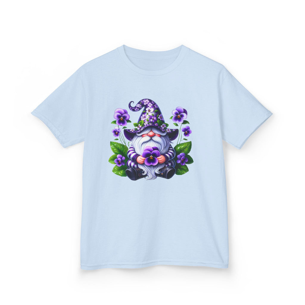 Kids Gnome T‑Shirt — Cute Purple Floral Gnome Tee for Children