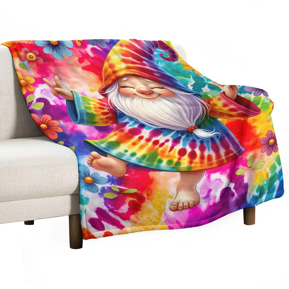 Happy Gnome Tie Dye Ultra-Soft Flannel Blanket 50" x 60" Multiple Sizes