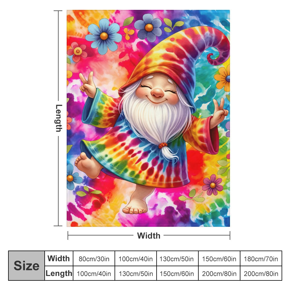 Happy Gnome Tie Dye Ultra-Soft Flannel Blanket 60" x 80"  Multiple Sizes