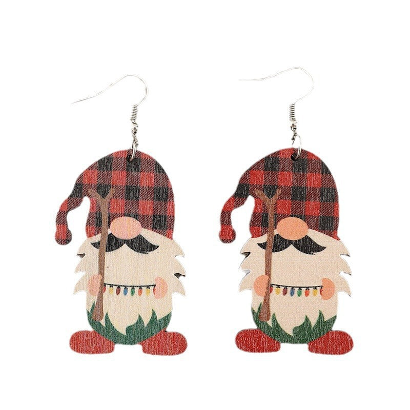 Wooden Pointed Hat Gnome Earrings