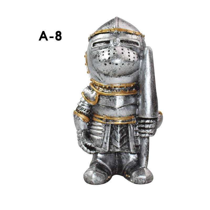 Knight Gnomes Guard Gnome Dwarf Knight Guard Resin Ornament Garden War Statue