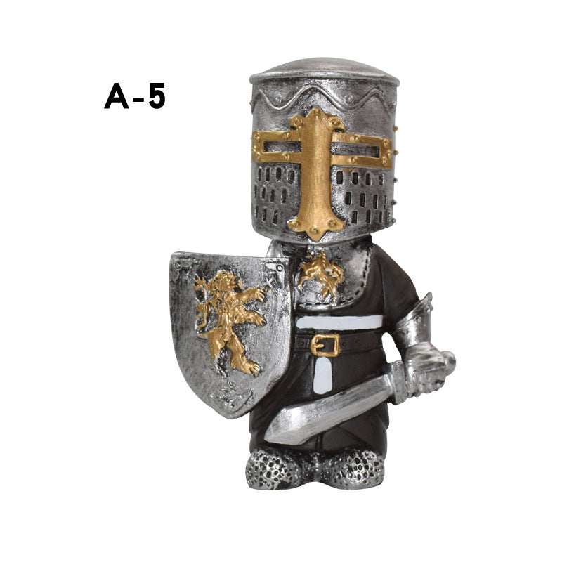 Knight Gnomes Guard Gnome Dwarf Knight Guard Resin Ornament Garden War Statue