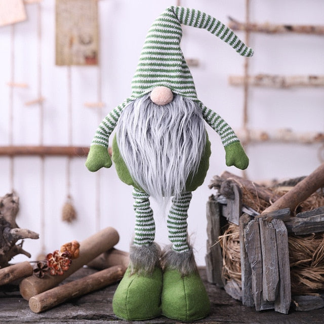 Christmas Long Legged Swedish Santa Gnome Plush Doll Ornament Handmade Elf Toys Holiday Home Party Decor Kids Gift#25