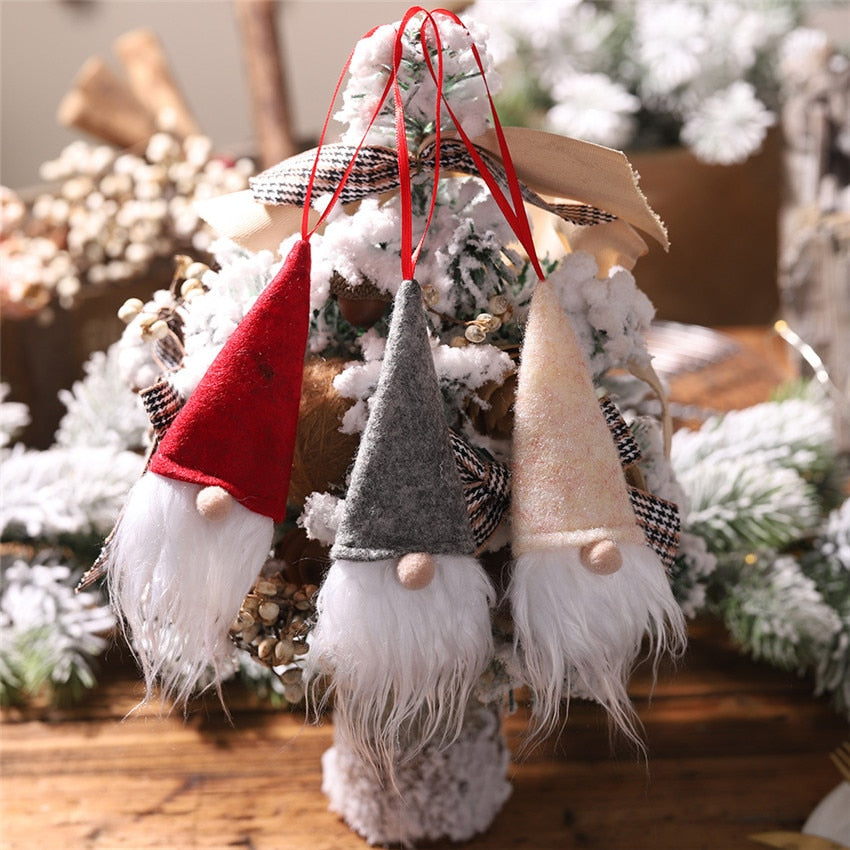 Christmas Santa Lucky Gnome Ornament Red Wine bottle Cover Festival Party Xmas Window Showcase Doll Santa Claus pendant