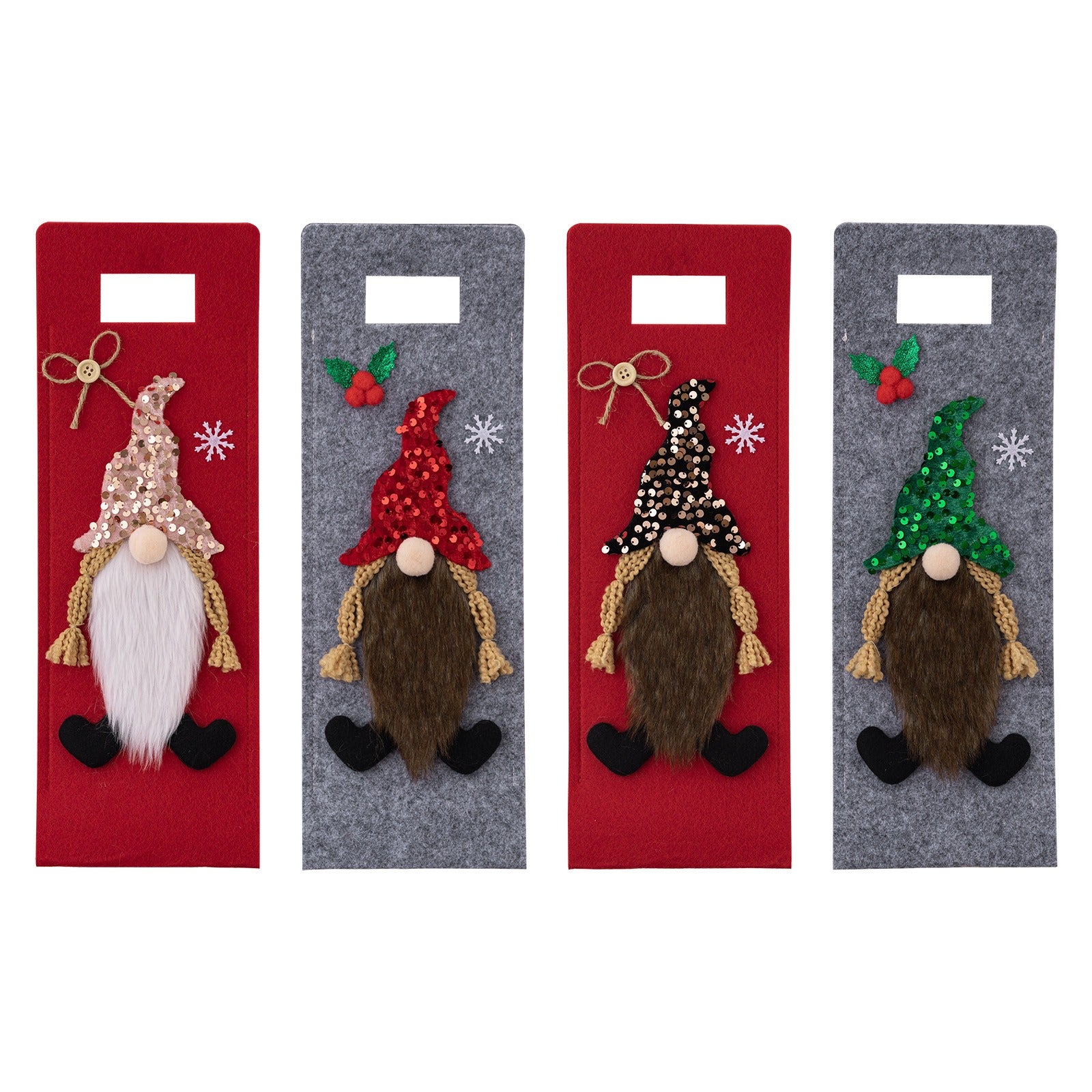 Wine bottle bag Rudolf red wine bottle decoration party decoration handbag gnome wine bottle cover