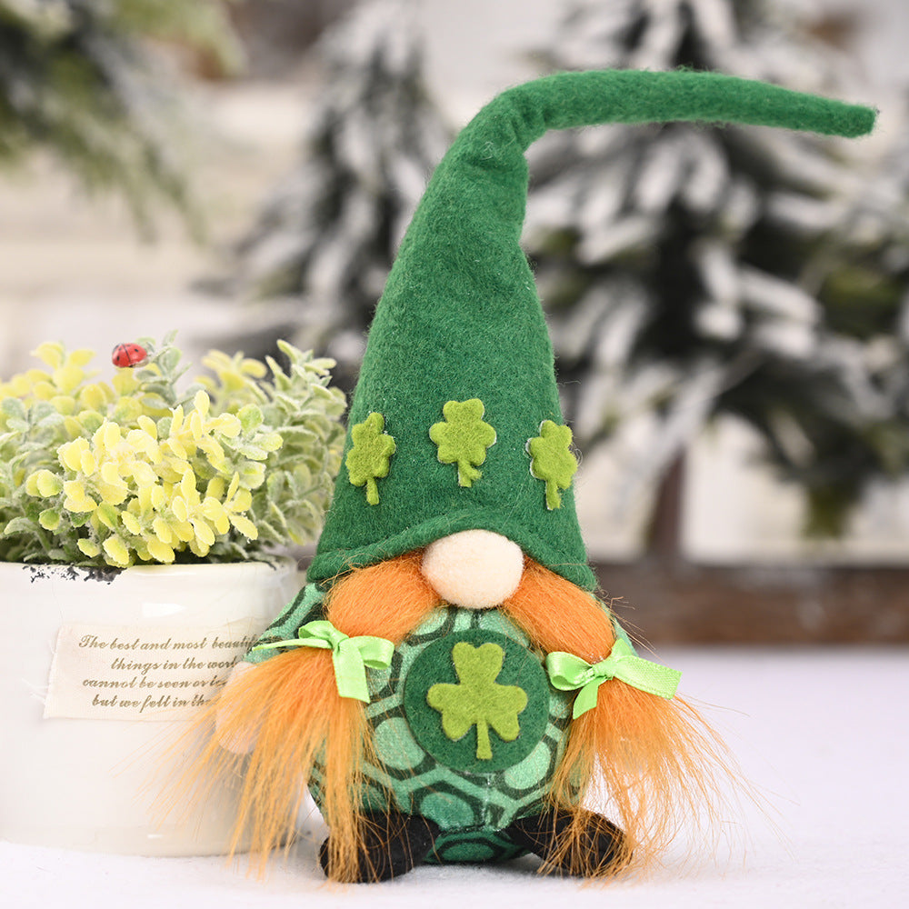 Decorations St. Patrick's Day Irish Day Decoration Doll Standing Green Leaf Gnome Ornament