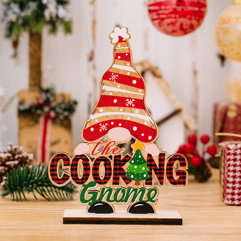 Christmas decoration supplies, creative letter figurines, Christmas gnome letter wooden ornaments