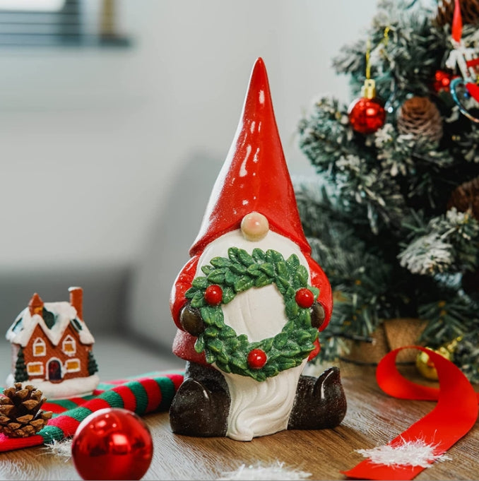 Santa Claus Resin Ornament Christmas Gnome Dwarf Holding Branch Christmas Holiday Party Decoration