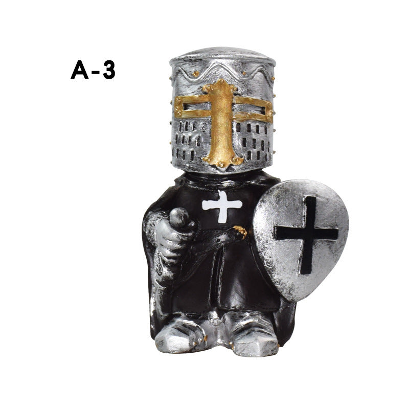 Knight Gnomes Guard Gnome Dwarf Knight Guard Resin Ornament Garden War Statue