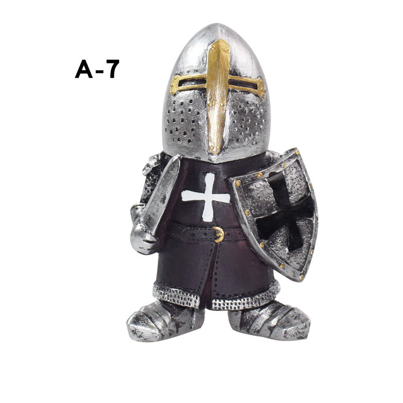 Knight Gnomes Guard Gnome Dwarf Knight Guard Resin Ornament Garden War Statue