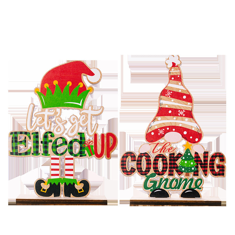 Christmas decoration supplies, creative letter figurines, Christmas gnome letter wooden ornaments