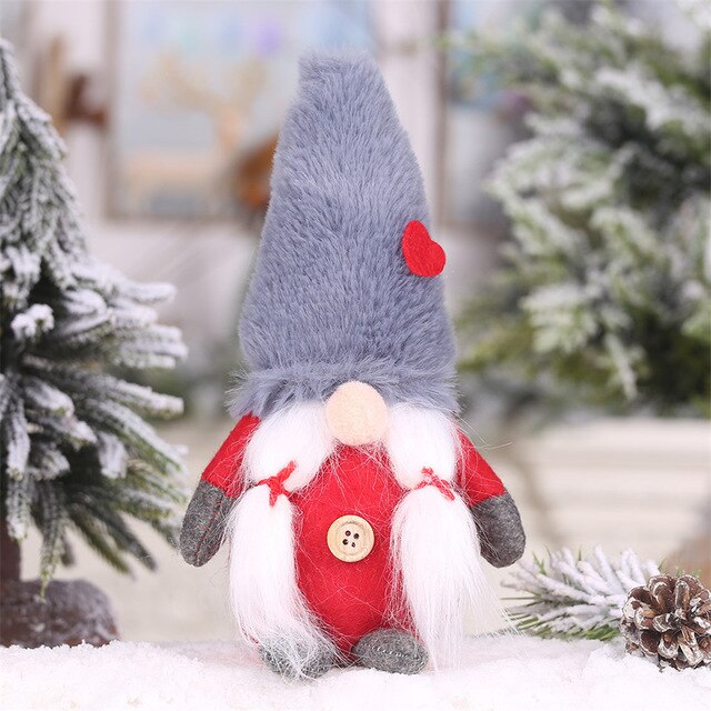 Christmas Long Legged Swedish Santa Gnome Plush Doll Ornament Handmade Elf Toys Holiday Home Party Decor Kids Gift#25