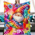 Happy Gnome Tie Dye Ultra-Soft Flannel Blanket 30" x 40" Multiple Sizes