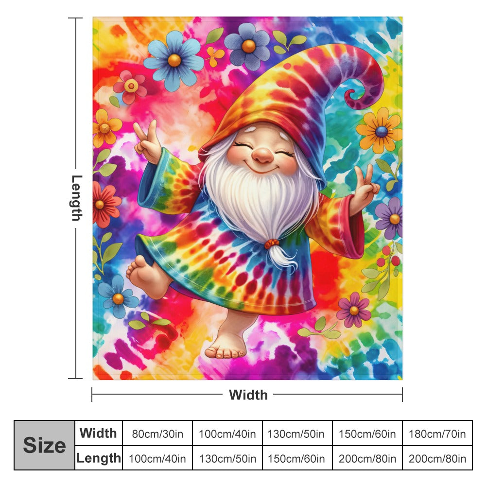 Happy Gnome Tie Dye Ultra-Soft Flannel Blanket 70" x 80" Multiple Sizes