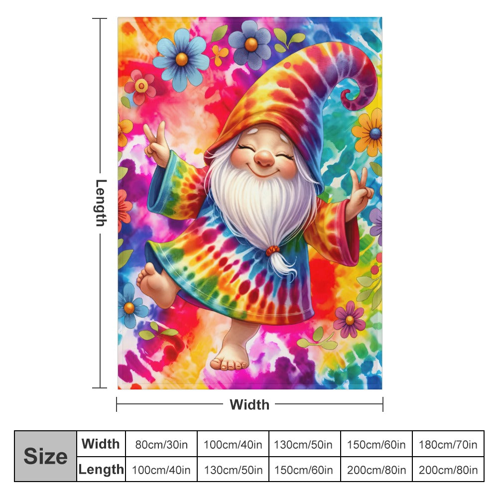 Happy Gnome Tie Dye Ultra-Soft Flannel Blanket 30" x 40" Multiple Sizes